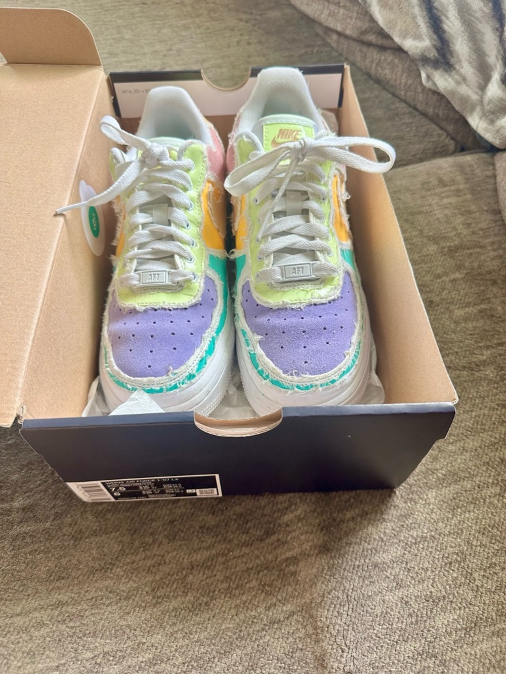 Nike Air Force 1 Multi-Color Canvas Sneakers - Pastel Patchwork